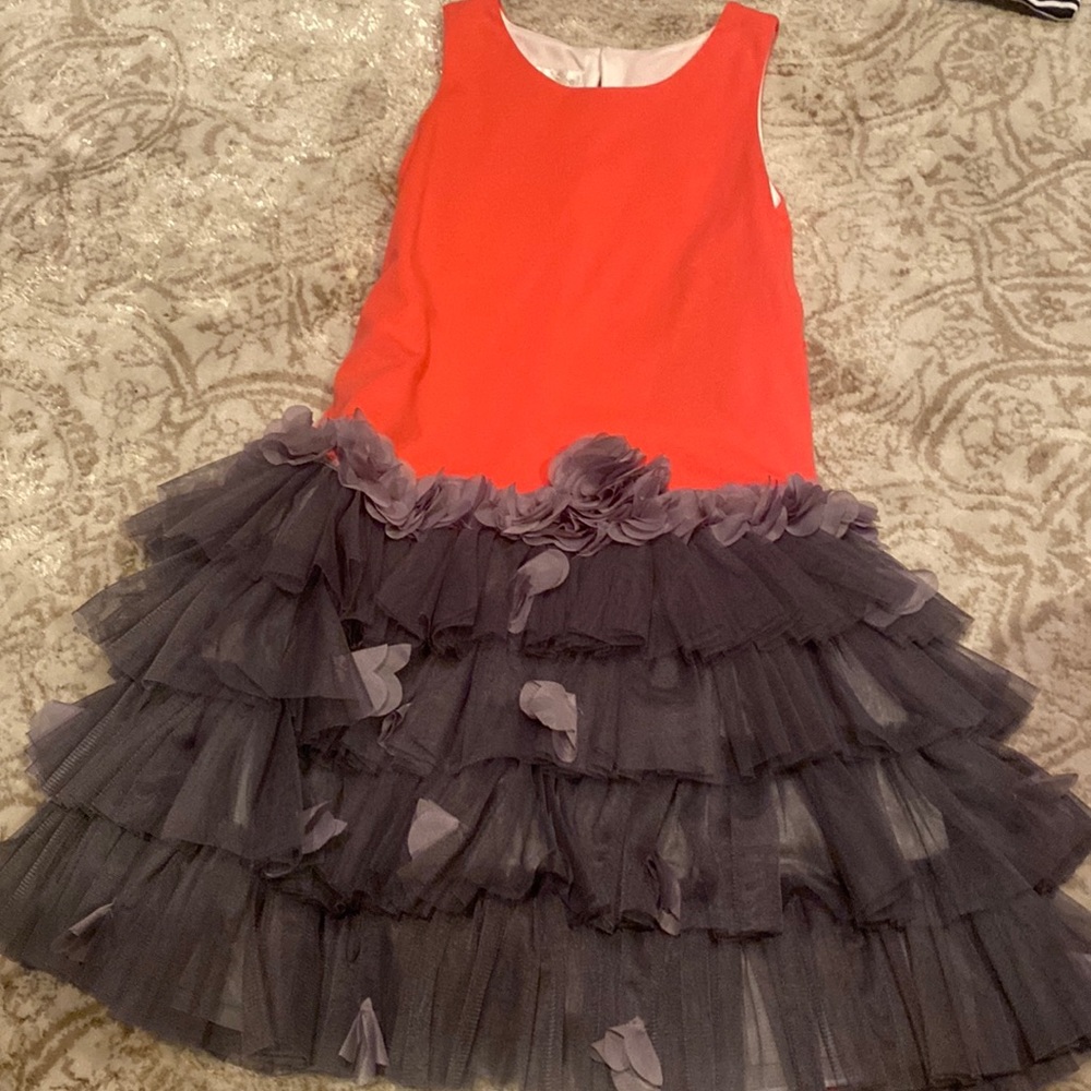 NWOT Size 8 coral and gray Isobella and Chloe dress.